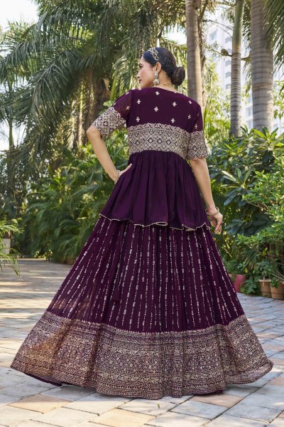 CRUSHED GEORGETTE LEHENGA WITH JACKET INDO-WESTERN LEHENGA