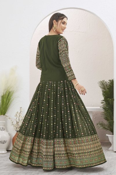 MEHENDI LEHENGA CHOLI WITH JACKET INDO-WESTERN LEHENGA