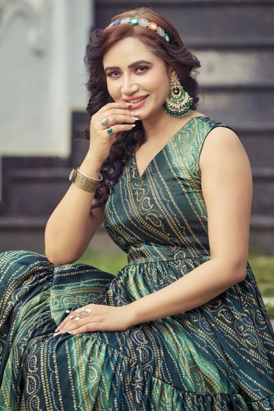 Bandhani Printed Maxi Gown Ethnic Dress Ethnic Dresses
