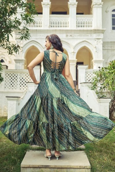 Bandhani Printed Maxi Gown Ethnic Dress Ethnic Dresses