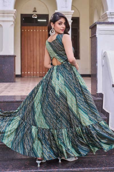 Bandhani Printed V Neck Ethnic Dresses Ethnic Dresses