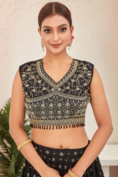 BLACK JACQUARD LEHENGA CHOLI SIDERS LEHENGA