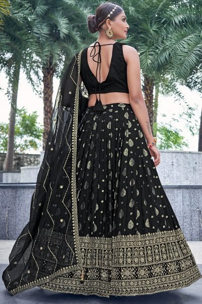 BLACK JACQUARD LEHENGA CHOLI SIDERS LEHENGA