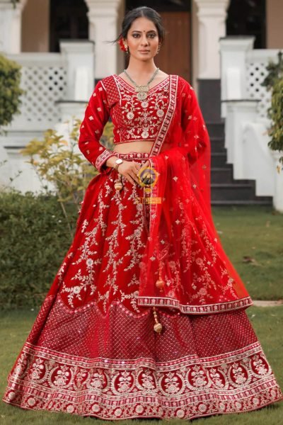 BLOOD RED BRIDAL LEHENGA BRIDAL LEHENGA