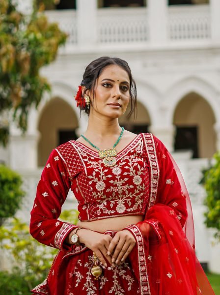 BLOOD RED BRIDAL LEHENGA 