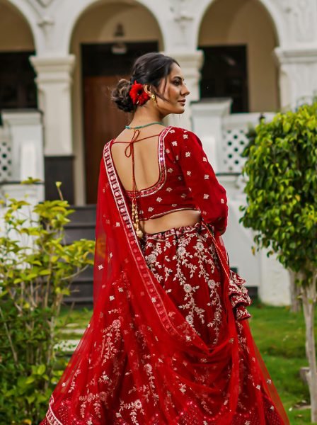 BLOOD RED BRIDAL LEHENGA 