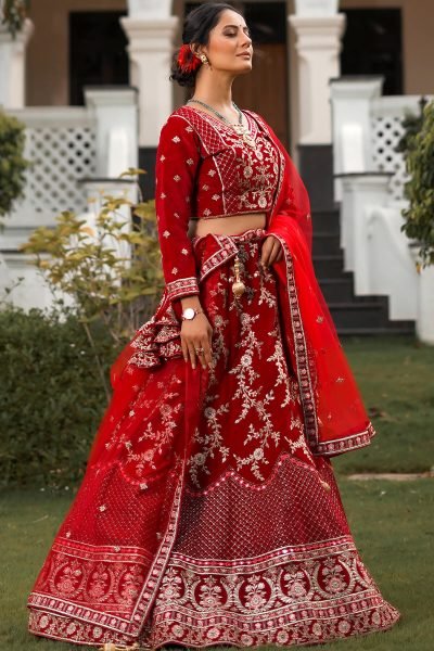 BLOOD RED BRIDAL LEHENGA BRIDAL LEHENGA