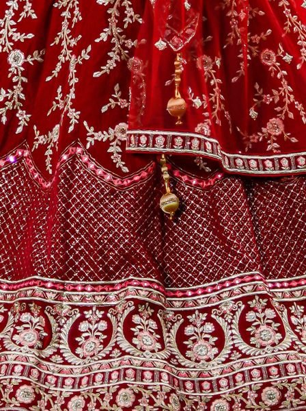 BLOOD RED BRIDAL LEHENGA 