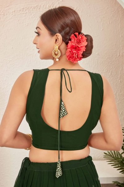 BOTTLE GREEN LEHENGA SET MEHENDI FUNCTION