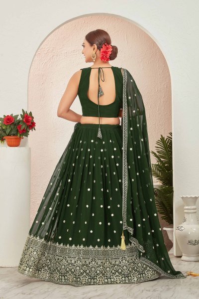 BOTTLE GREEN LEHENGA SET MEHENDI FUNCTION