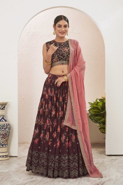 BROWN GIRLISH LEHENGA SANGEET SANDHYA