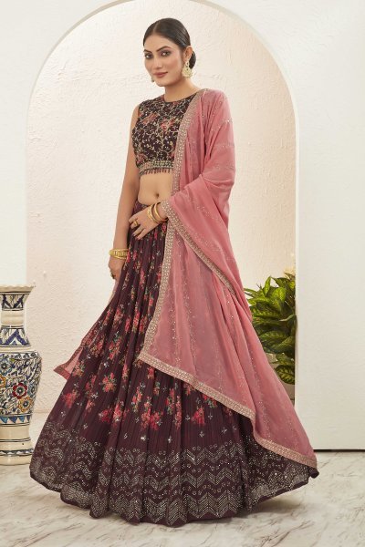 BROWN GIRLISH LEHENGA SANGEET SANDHYA