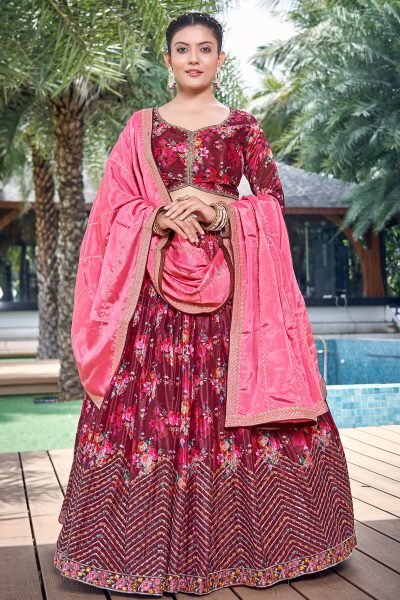 BROWN LEHENGA CHOLI SIDERS LEHENGA