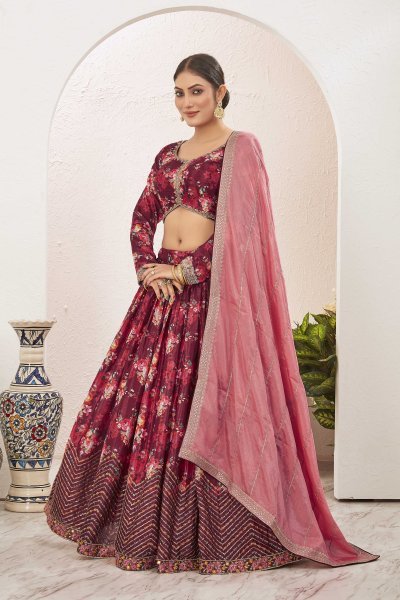 BROWN LEHENGA CHOLI SIDERS LEHENGA