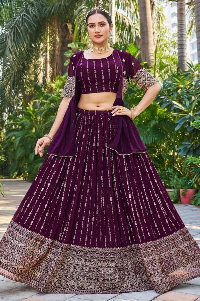 CRUSHED GEORGETTE LEHENGA WITH JACKET 