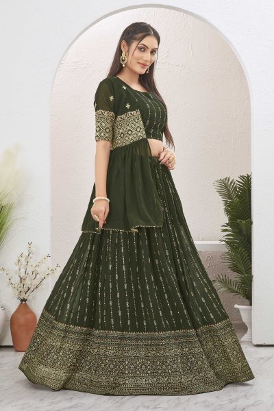 CRUSHED GEORGETTE LEHENGA WITH JACKET INDO-WESTERN LEHENGA