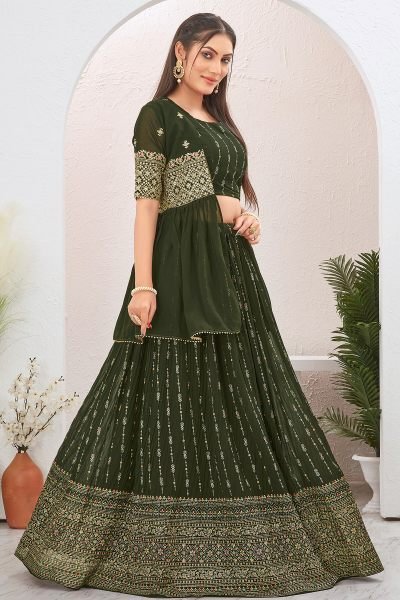 Crushed Grorgette Lehenga With Jacket INDO-WESTERN LEHENGA