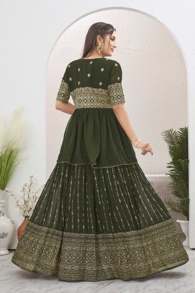 CRUSHED GEORGETTE LEHENGA WITH JACKET INDO-WESTERN LEHENGA