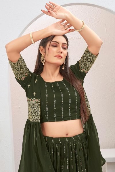 Crushed Grorgette Lehenga With Jacket INDO-WESTERN LEHENGA
