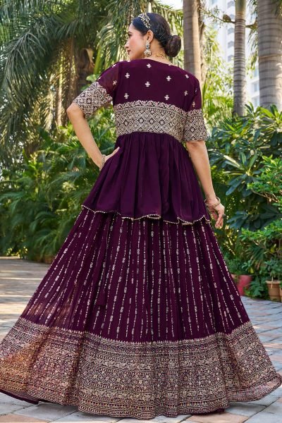 CRUSHED GEORGETTE LEHENGA WITH JACKET INDO-WESTERN LEHENGA