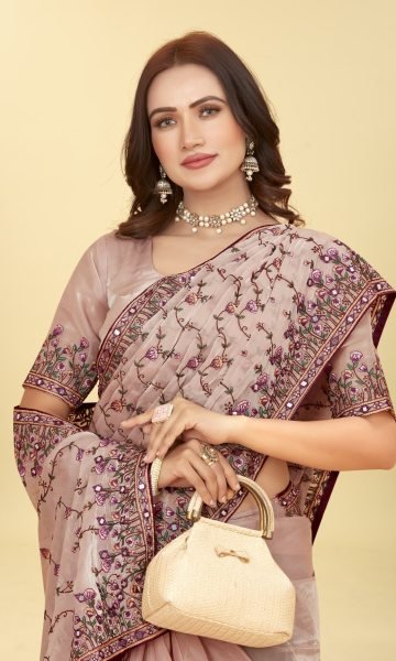 EMBROIDERY PURE MIRROR WORKED SAREE SAREE