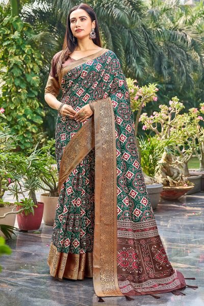 ETHNIC MOTIF PRINT SILK SAREE SAREES