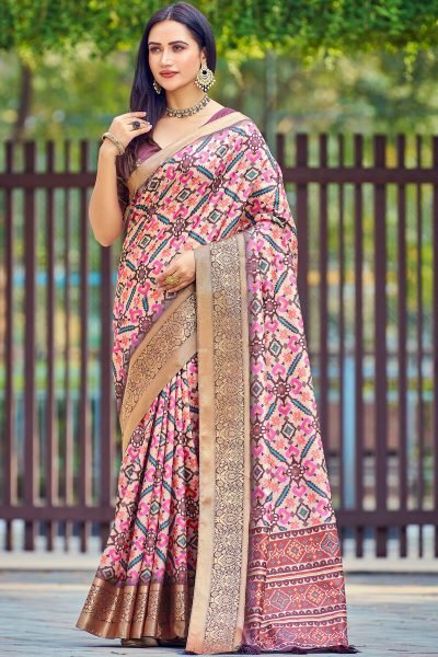 ETHNIC MOTIF PRINT SILK SAREE SAREES