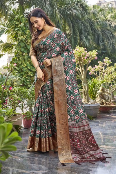 ETHNIC MOTIF PRINT SILK SAREE SAREE