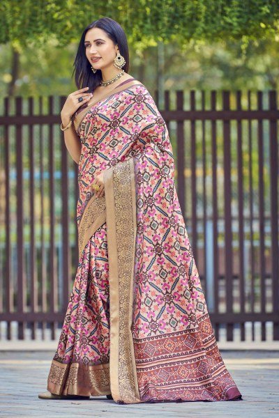 ETHNIC MOTIF PRINT SILK SAREE SAREE