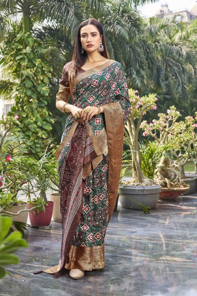 ETHNIC MOTIF PRINT SILK SAREE SAREE