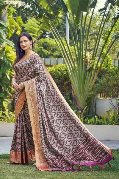 ETHNIC MOTIF PRINT SILK SAREE SAREE