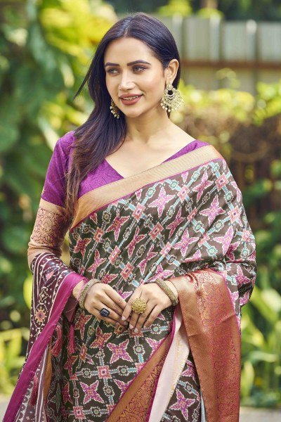 ETHNIC MOTIF PRINT SILK SAREE SAREE