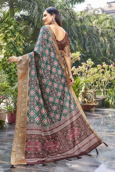 ETHNIC MOTIF PRINT SILK SAREE SAREE