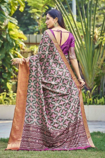 ETHNIC MOTIF PRINT SILK SAREE SAREE