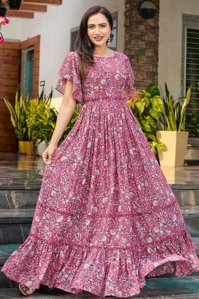 ETHNIC MOTIF PRINTED FIT AND FLARE DRESS DRESSES