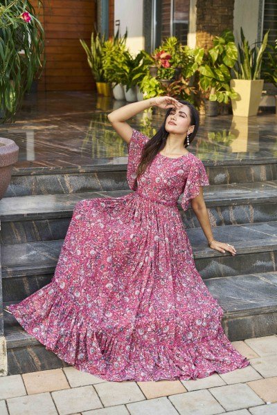 ETHNIC MOTIF PRINTED FIT AND FLARE DRESS DRESSES