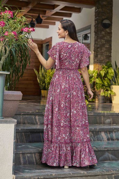 ETHNIC MOTIF PRINTED FIT AND FLARE DRESS DRESSES