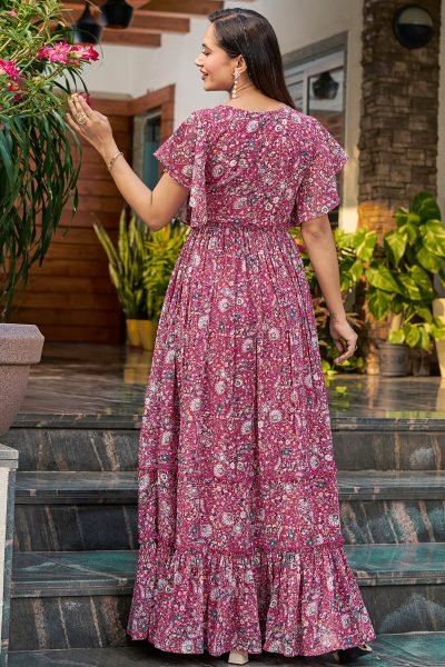 ETHNIC MOTIF PRINTED FIT AND FLARE DRESS DRESSES