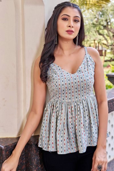 Ethnic Printed Peplum Top Tunic