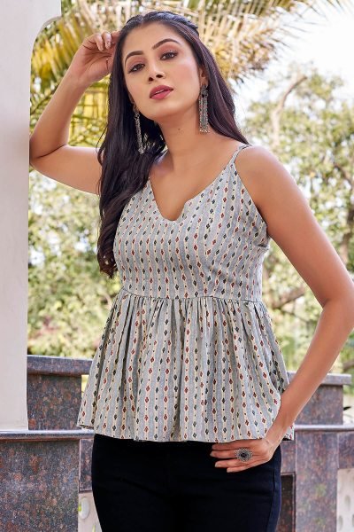 Ethnic Printed Peplum Top Tunic