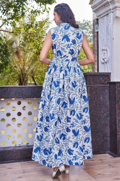 Floral Print Fit   Flare Maxi Dress Ethnic Dresses
