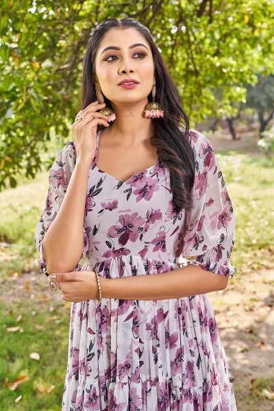 Floral Print Flaired Gown GOWN