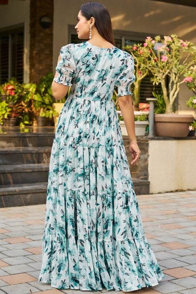 Floral Print Flaired Gown GOWN