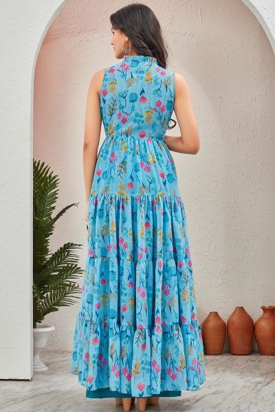Floral Printed Georgette Maxi Dress DRESSES