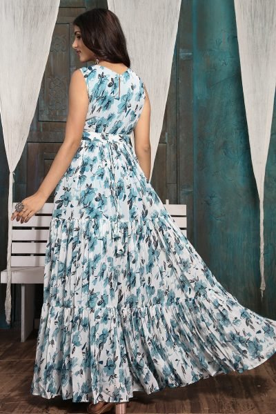 FloralPrint Multi Layered Flaired Gown GOWN