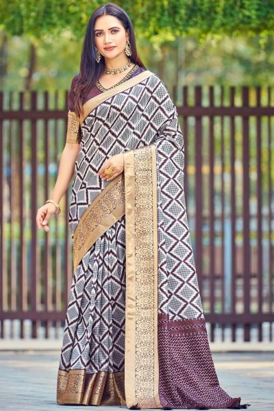 GEOMETRIC PRINT SILK SAREE SAREE