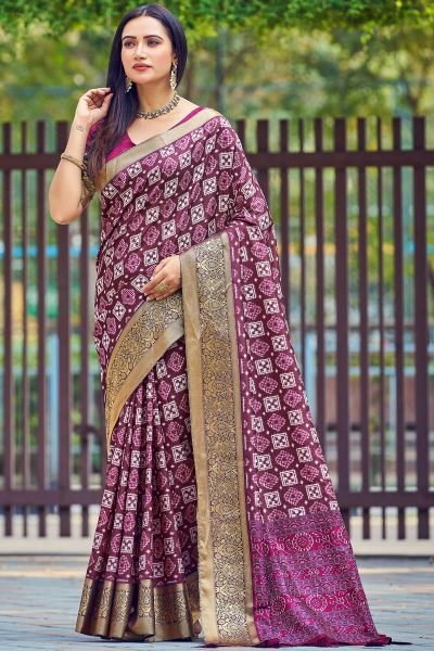 GEOMETRIC PRINT SILK SAREE SAREES