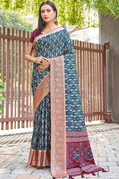 GEOMETRIC PRINT SILK SAREE SAREES