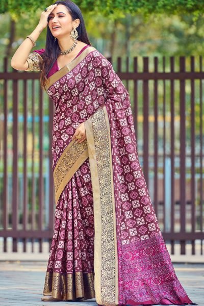 GEOMETRIC PRINT SILK SAREE SAREE