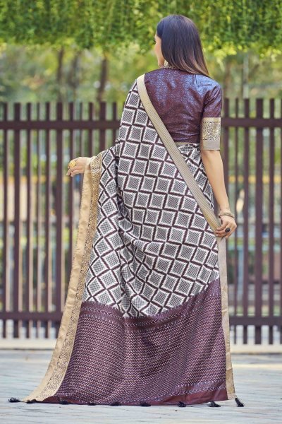 GEOMETRIC PRINT SILK SAREE SAREE